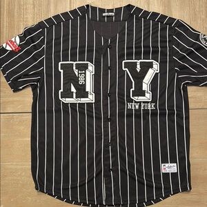 David & Copper Black and White Pinstripe NY Baseball Jersey